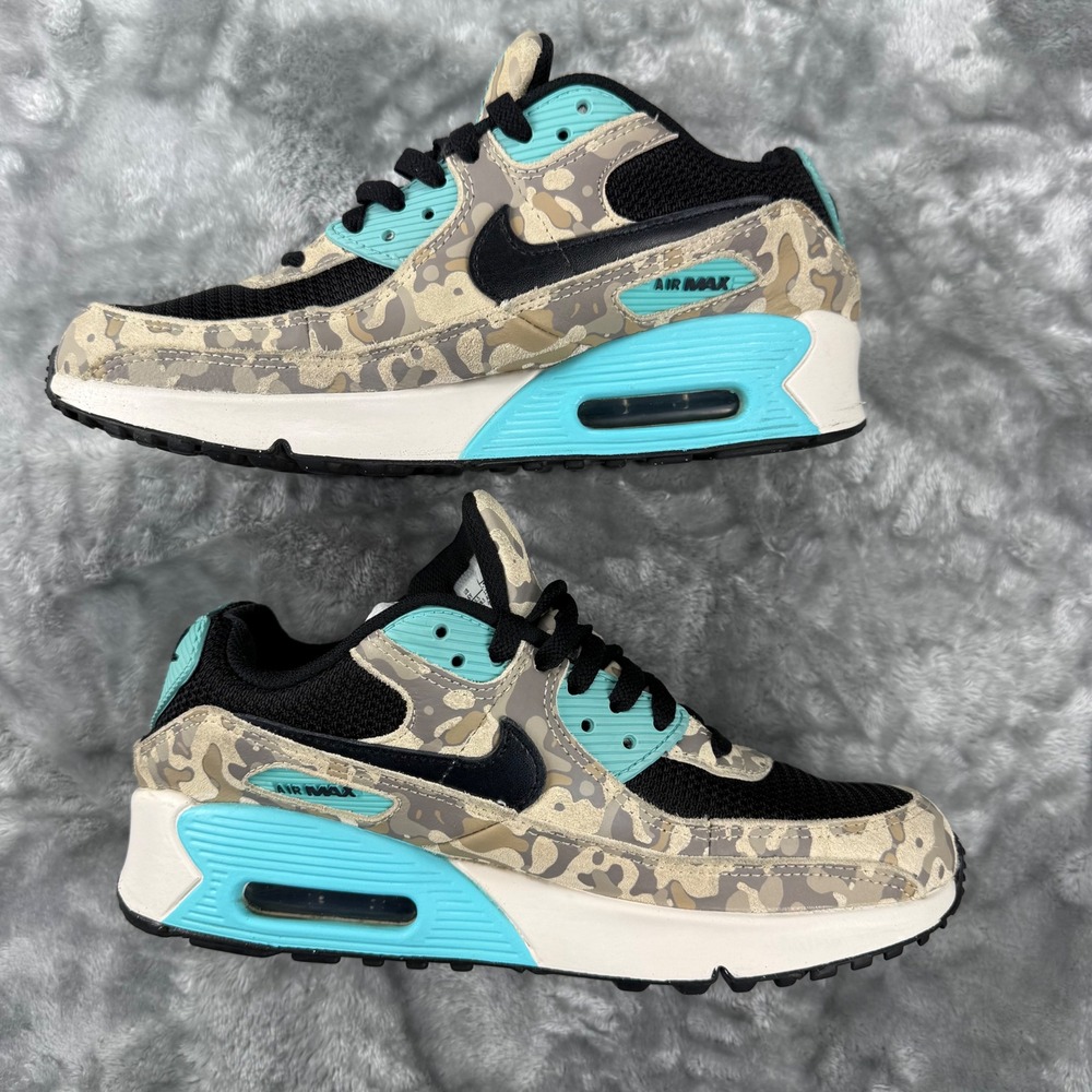 Nike Air Max 90 Desert Camo Teal Black Sneakers IF3092-100 Womens 7.5 Youth 6Y - Picture 2 of 16